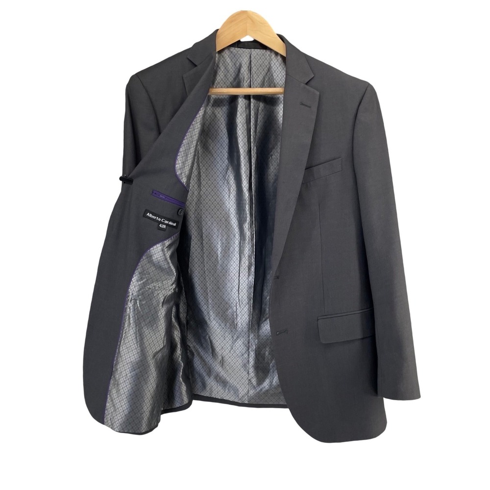 Alberto Cardinali Mens Slim Fit Blazer Charcoal Gray 2 Button Sport Coat 42R